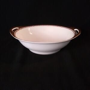 Haviland Limoges France Schleiger 985 Round Handled Bowl Pink Roses Gold Trim